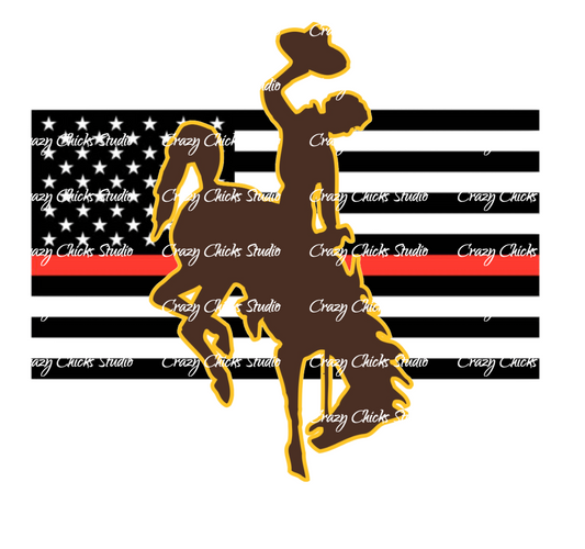 Red Line Flag Tumbler With Wyoming Cowboy