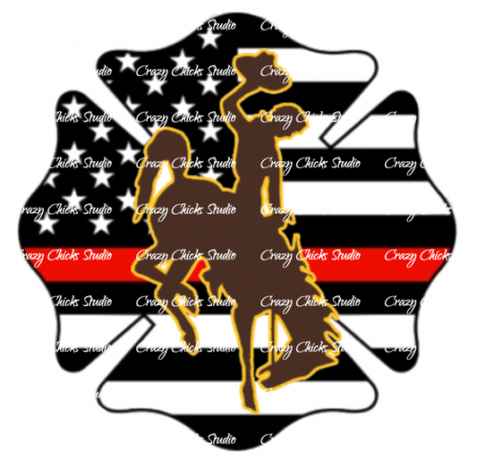 Red Line Flag Tumbler With Wyoming Cowboy